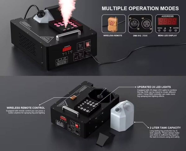 1500W vertical fog machine met led verlichting dmx& ab+1 liter vloeistof