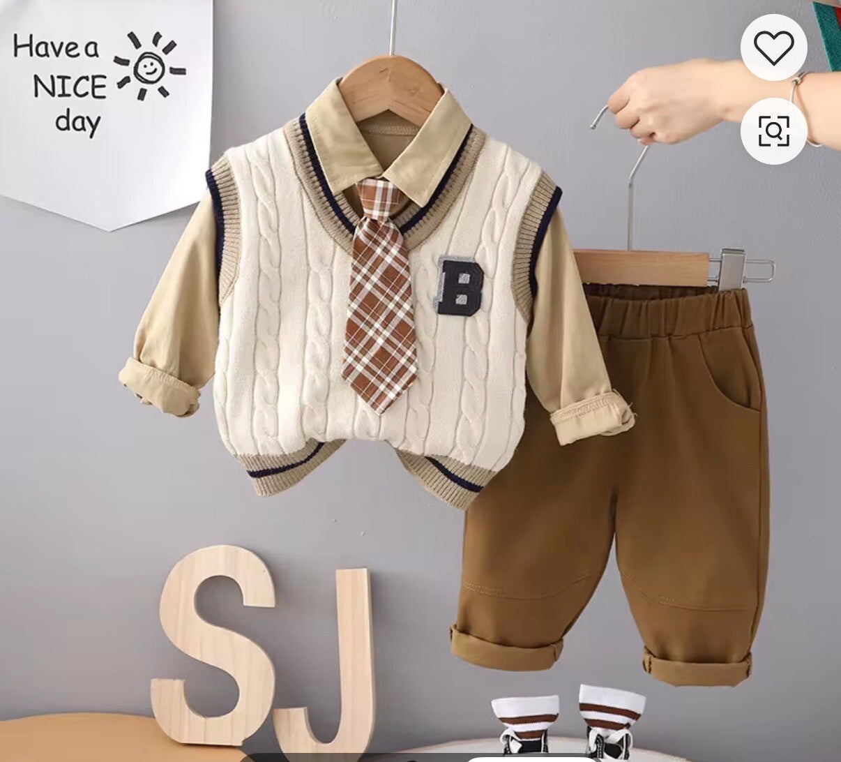 Jongens Setje – Beige & Bruin ook vanaf 26 sept tekoop