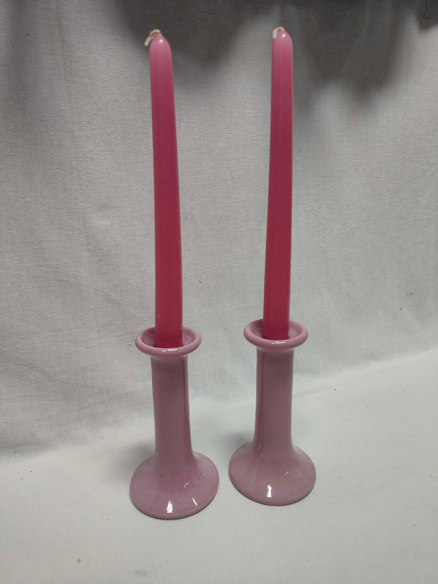 Lot de 2 bougeoirs roses