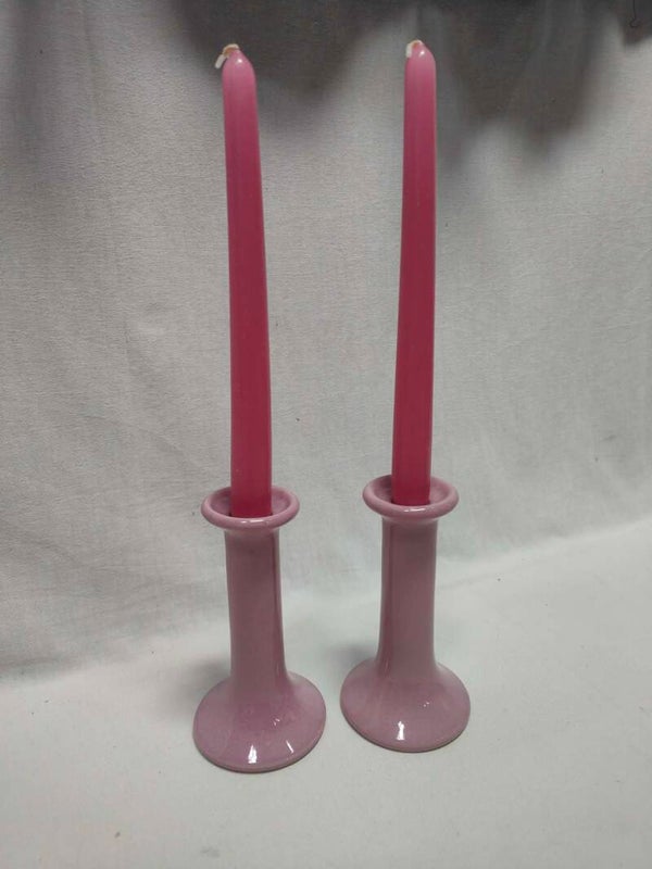Lot de 2 bougeoirs roses
