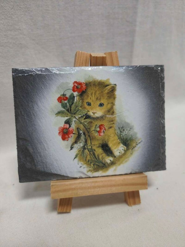 Petit tableau chat ardoise
