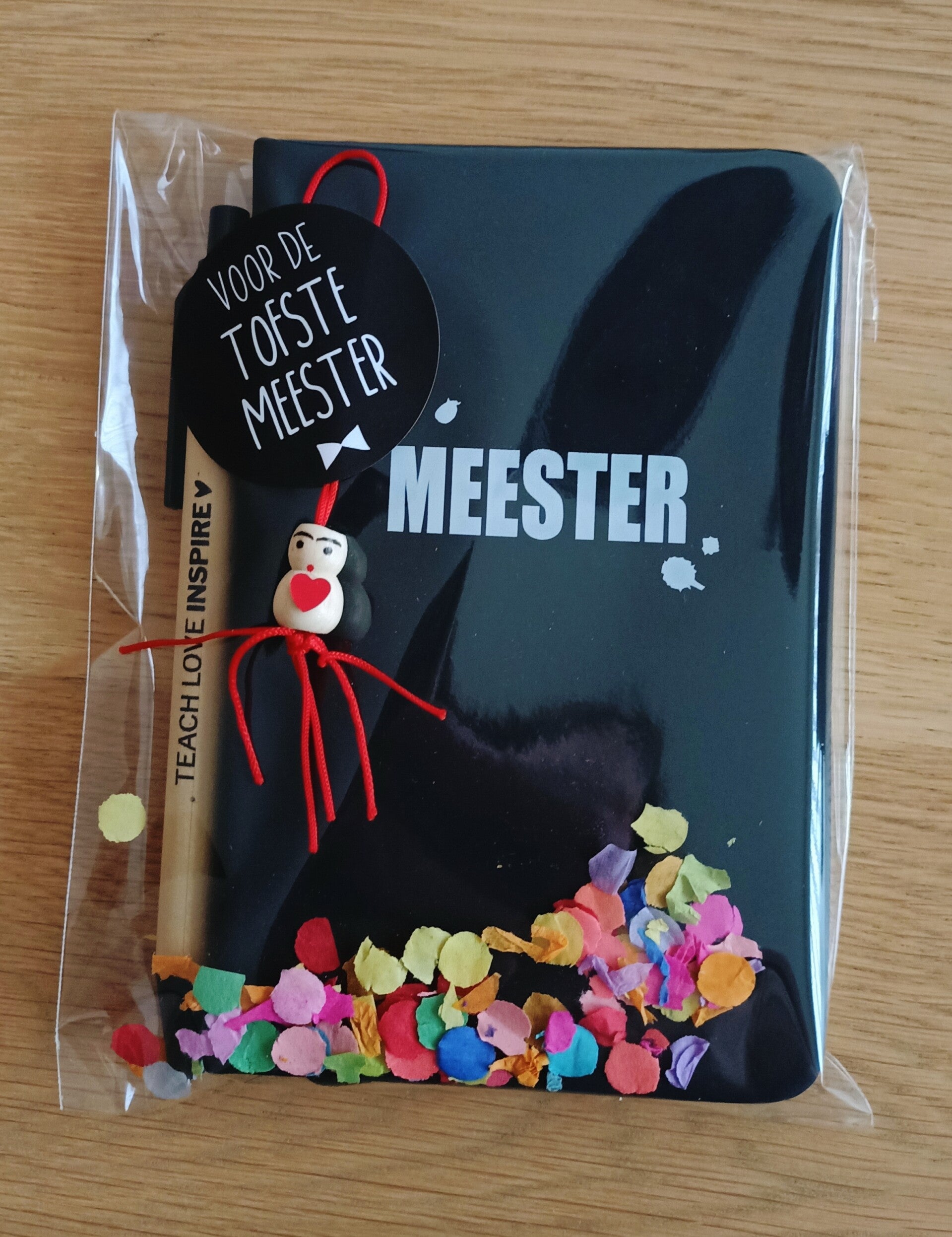 Notitieblok en pen "meester"