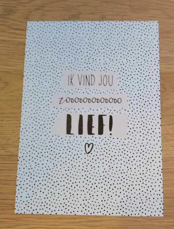 Ansichtkaart ik vind jou zo lief