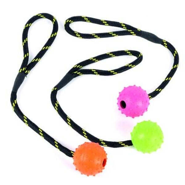 Bal studded aan touw rubber 31,5x5,5x5,5cm