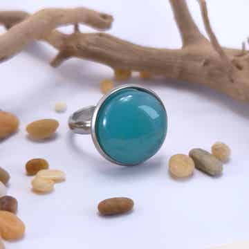 Verstelbare ring met met glastop - mint