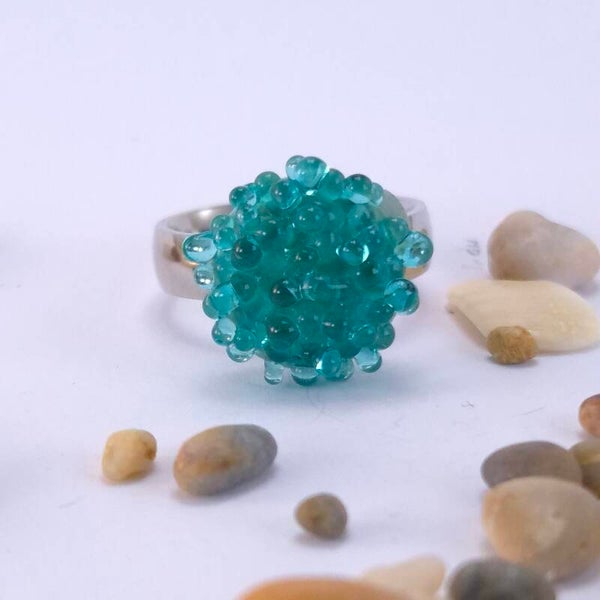 Glastop voor wisselsysteem met kleine zeegroene bolletjes