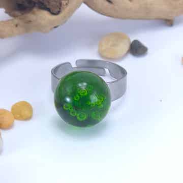 Verstelbare ring met glastop - groen
