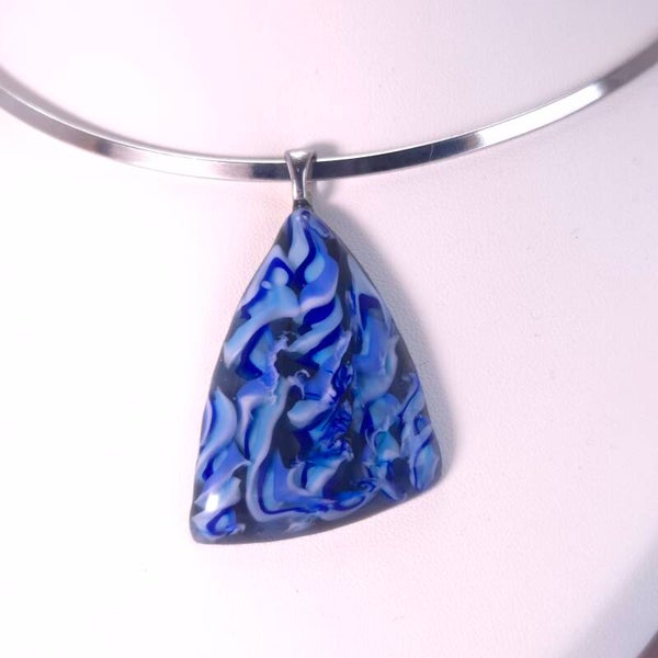 Glashanger transparant met lichtblauw-donkerblauw-wit