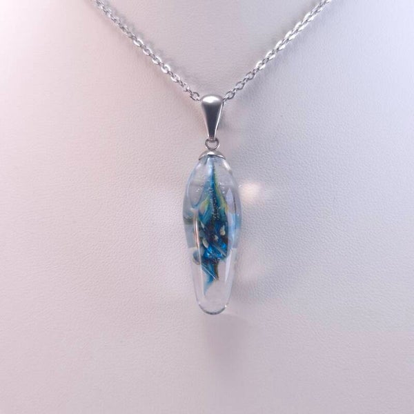 Glashanger transparant turquoise-wit-bruin