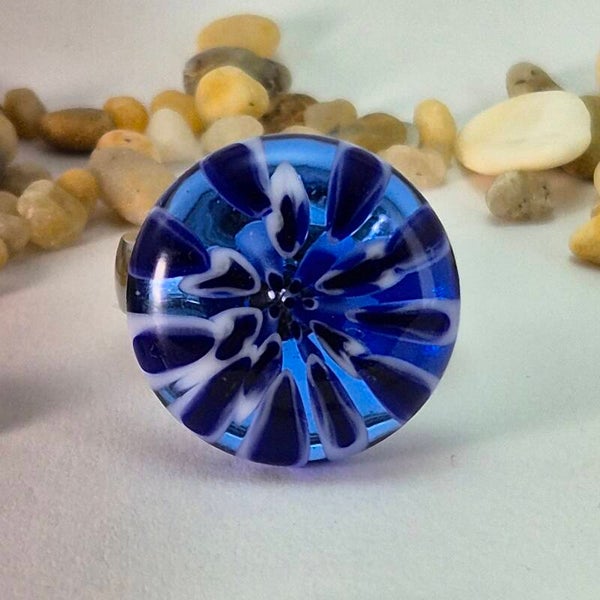 Glastop M - transparant blauw met blauw/wit