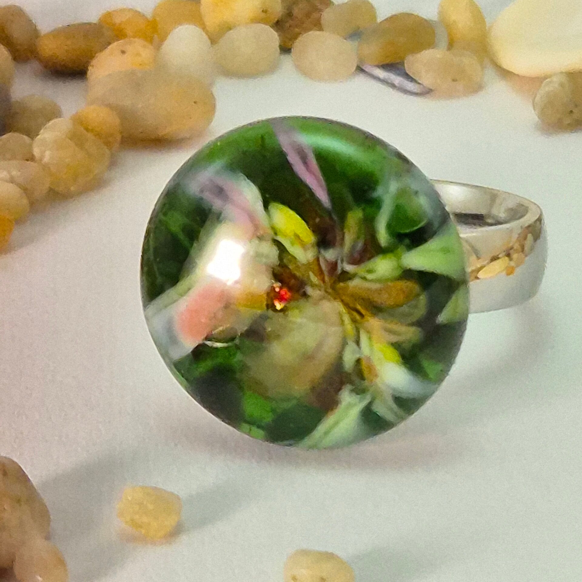 Glastop M - transparant groen met groentinten/wit/rose