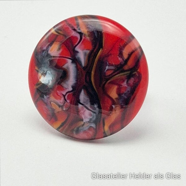 Glastop XL van rood/zwart/oranje/rose glas