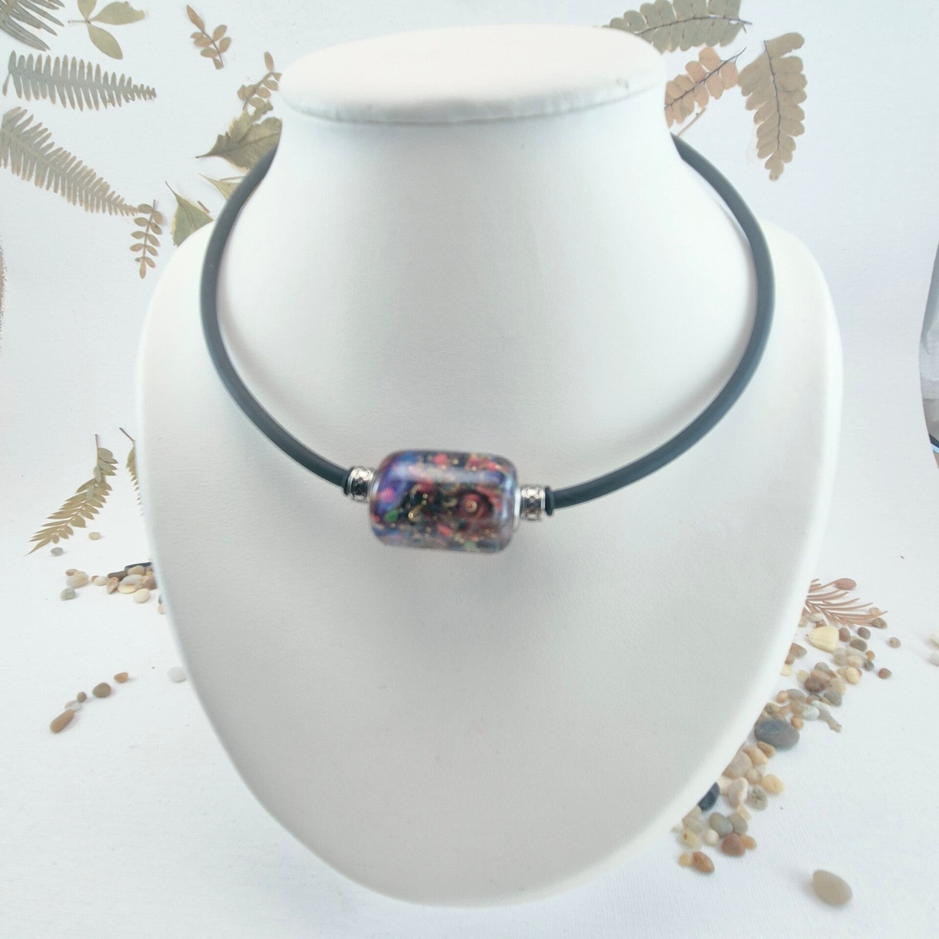 Collier met glaskraal - multicolor
