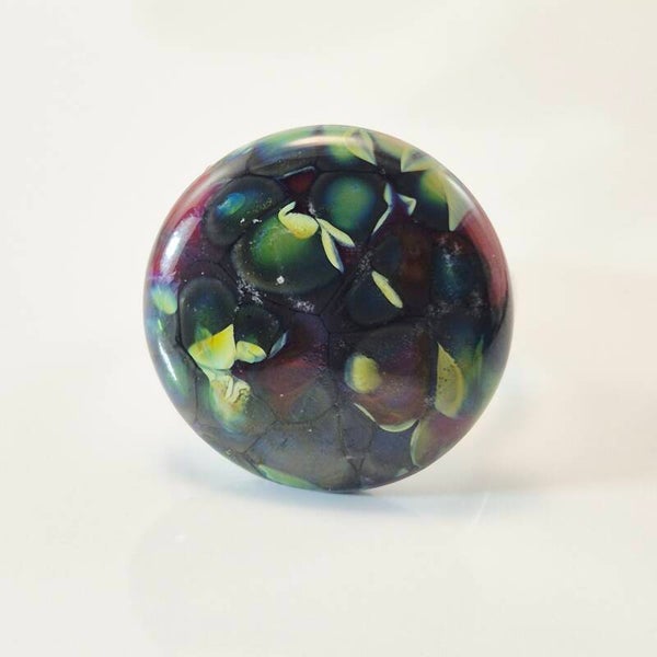 Glastop L voor wisselsysteem blauw en groen op donkeroodbruin glas