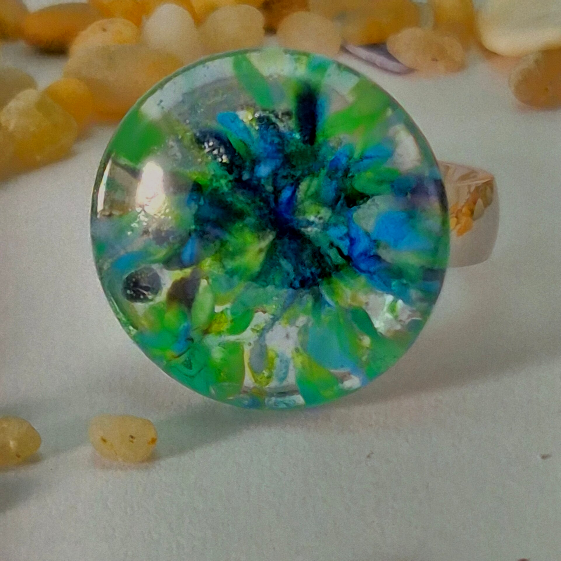 Glastop M - transparant kleurloos met turquoise/blauw/groen