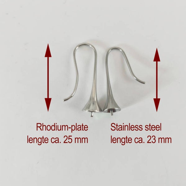 Trompet-oorhaakjes van edelstaal ipv rhodiumplate