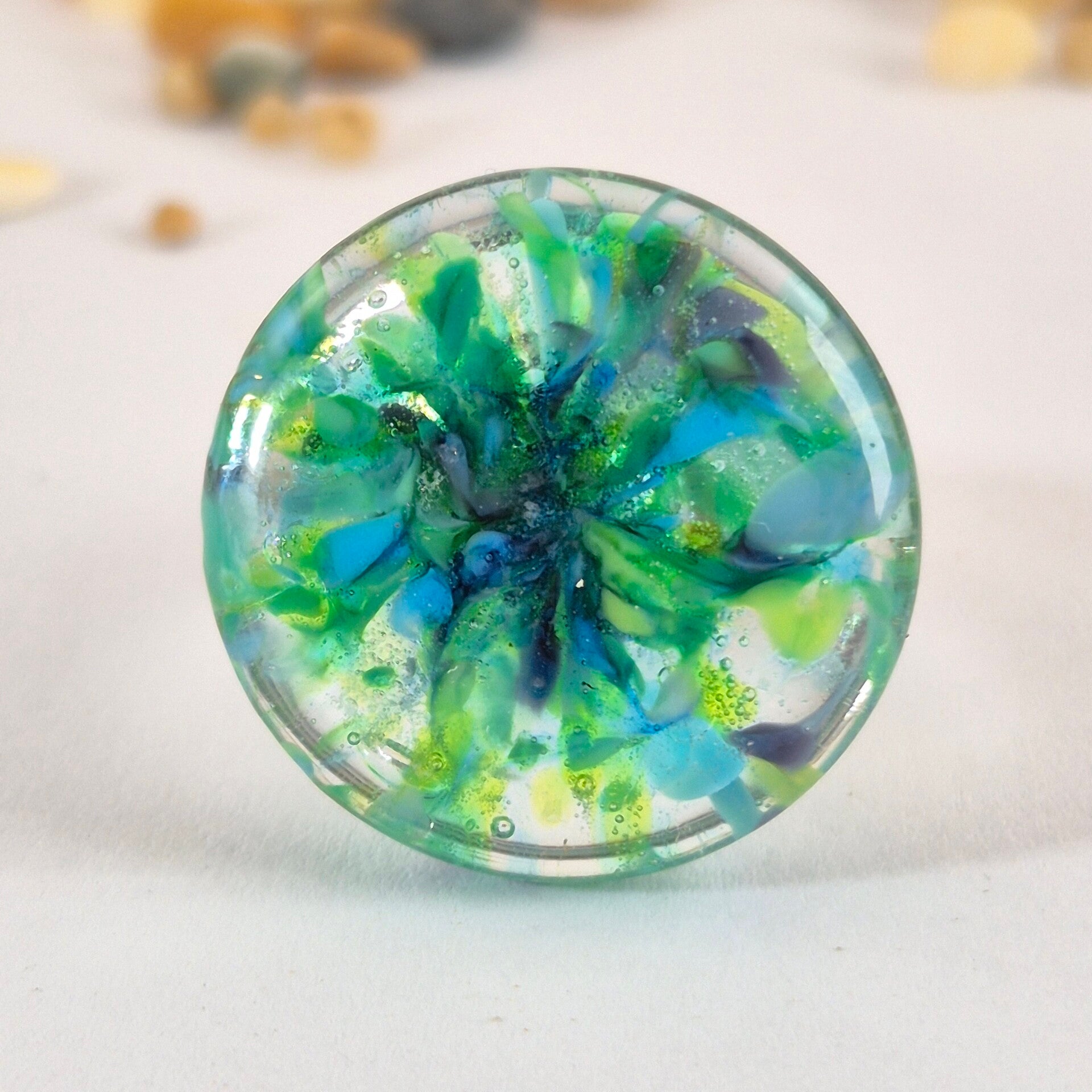 Glastop L voor wisselsysteem transparant kleurloos glas met groen/turquoise/blauw