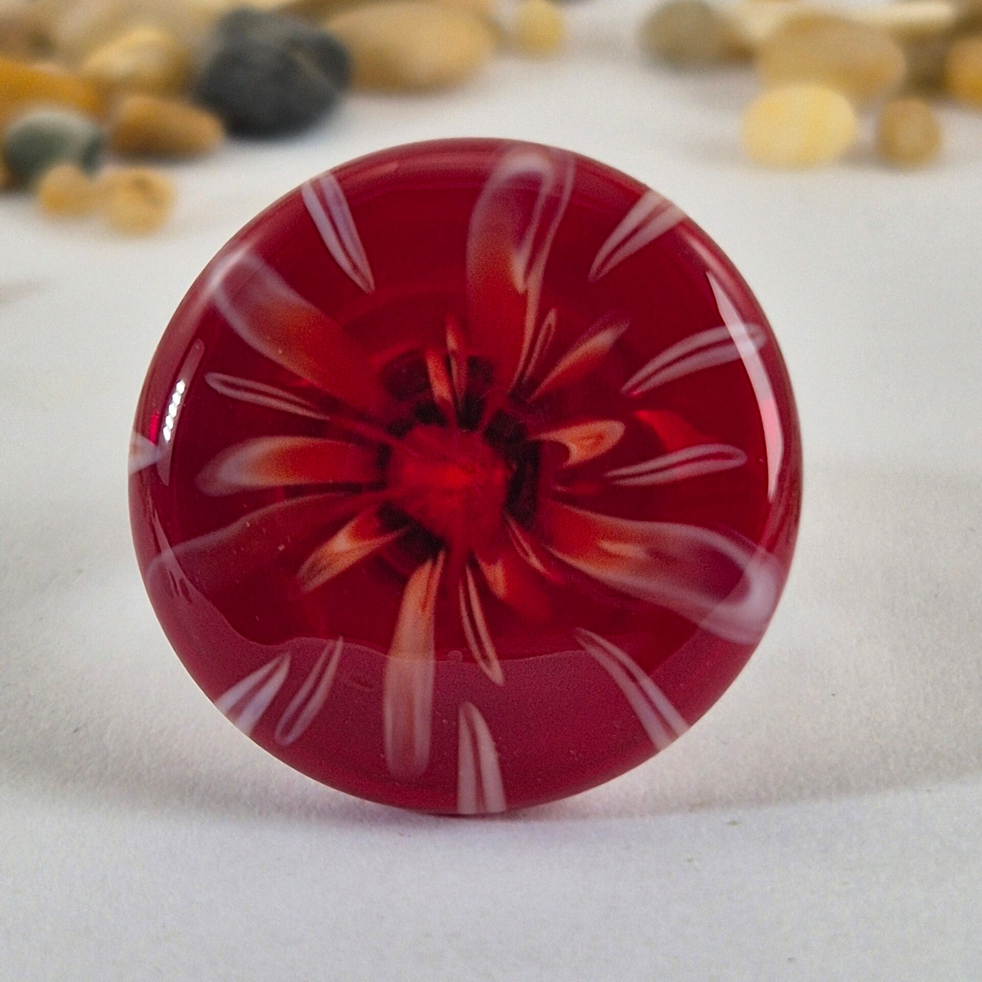 Glastop L voor wisselsysteem semi-transparant rood glas met wit/oranje