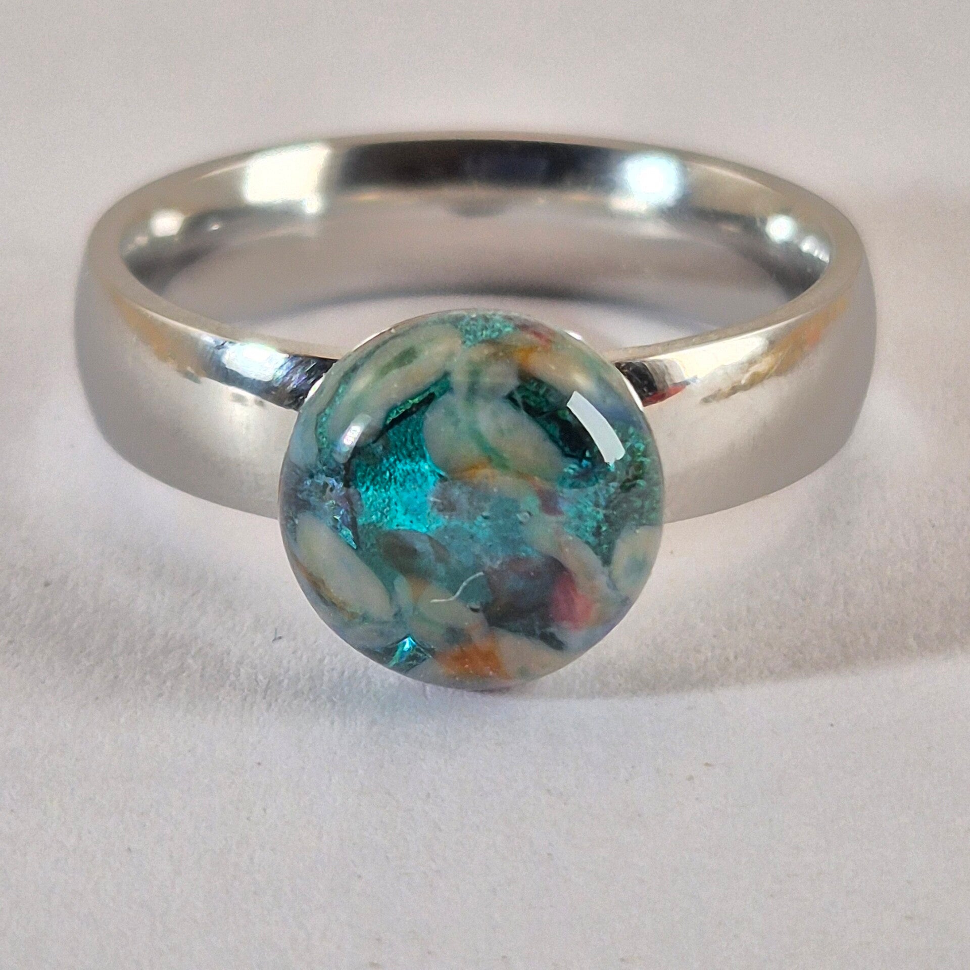 Glastop XS - transparant turquoiseblauw glas met multicolor