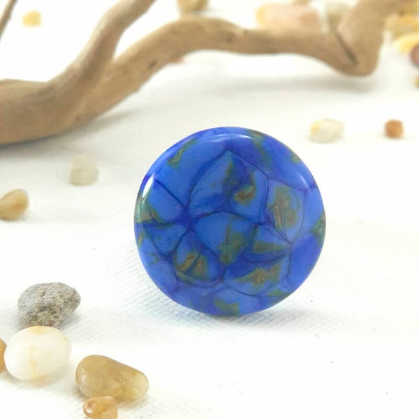 Glastop L van blauw glas met donkerblauw/groen/bruin