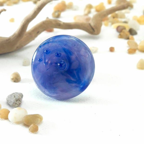 Glastop L van semi-transparant paars/blauw glas met reliëf