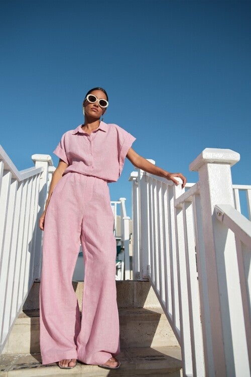 By Bar Broek BENJI Linen (Dusty Pink)