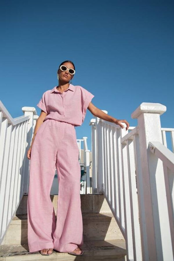 By Bar Broek BENJI Linen (Dusty Pink)