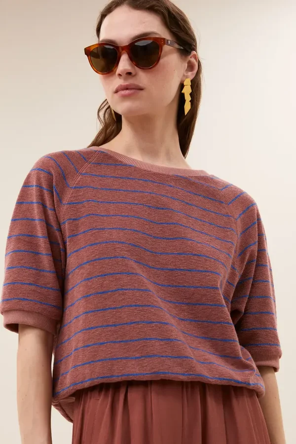 By Bar NEVA SLUB STRIPE (Withered rose stripe)