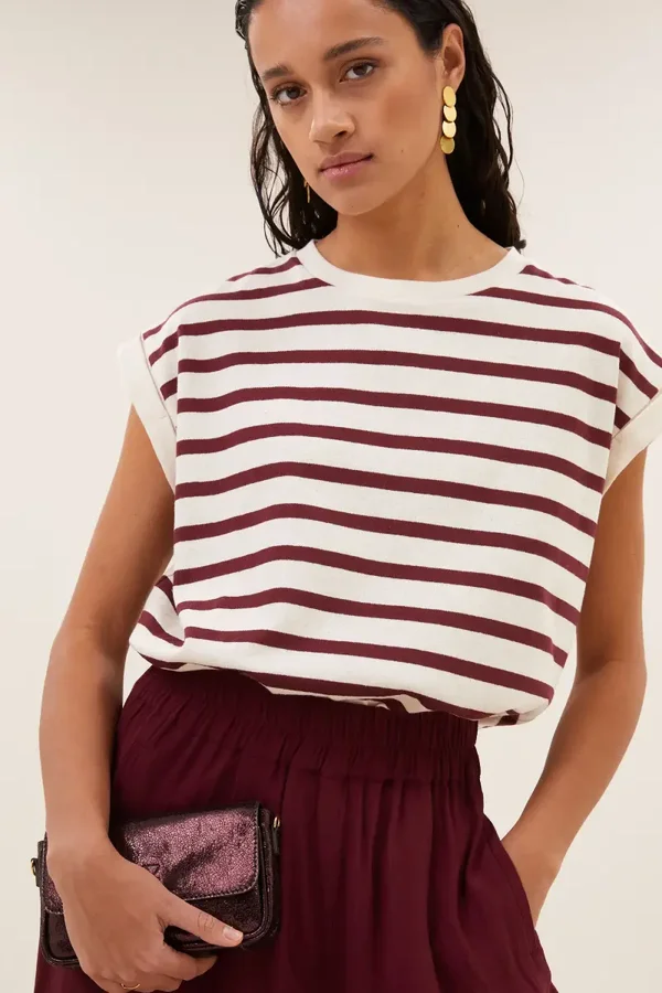 By Bar TOBI Stripe Top (Wine stripe)