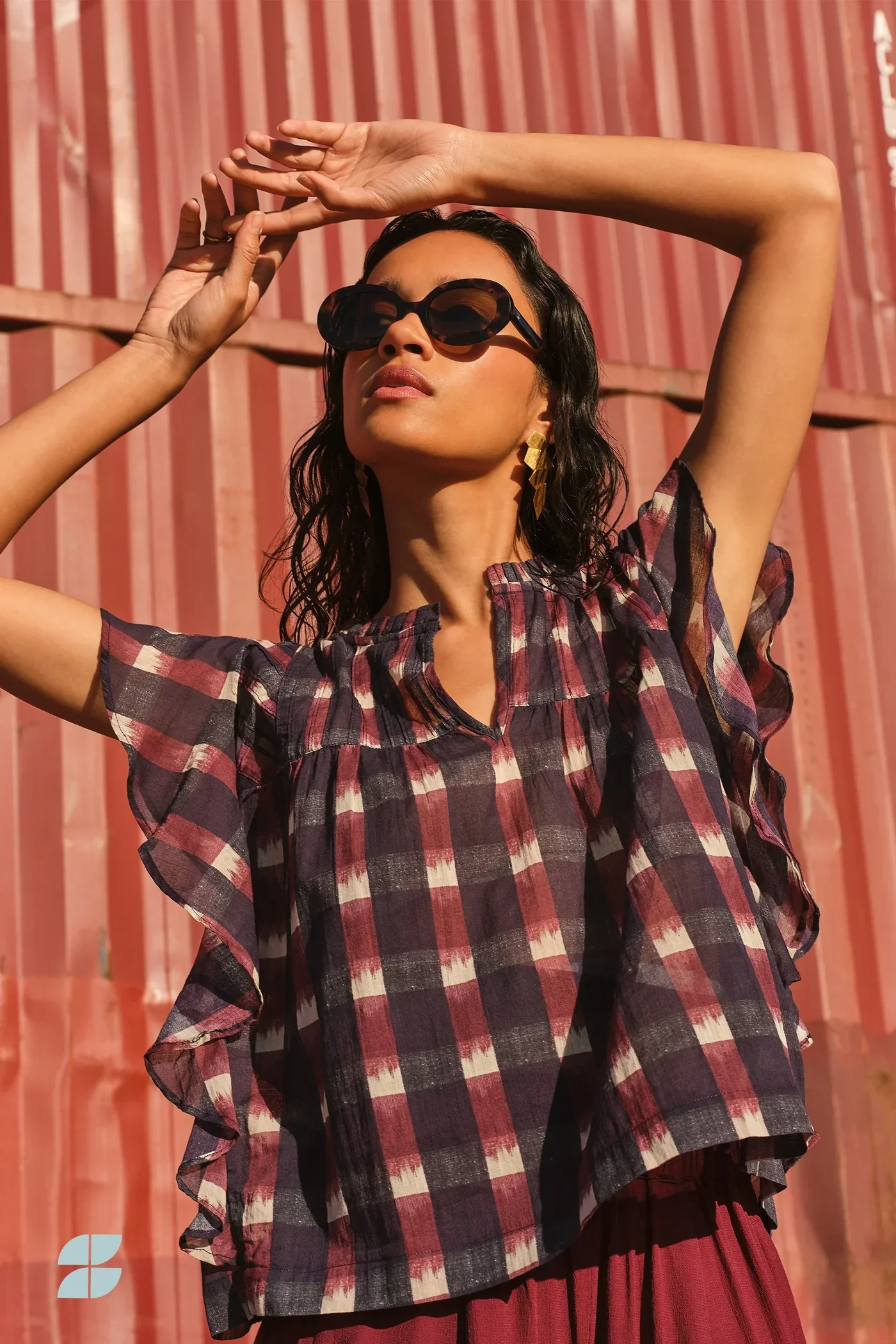 By Bar Blouse DANEE Ikat blouse (wine ikat print)
