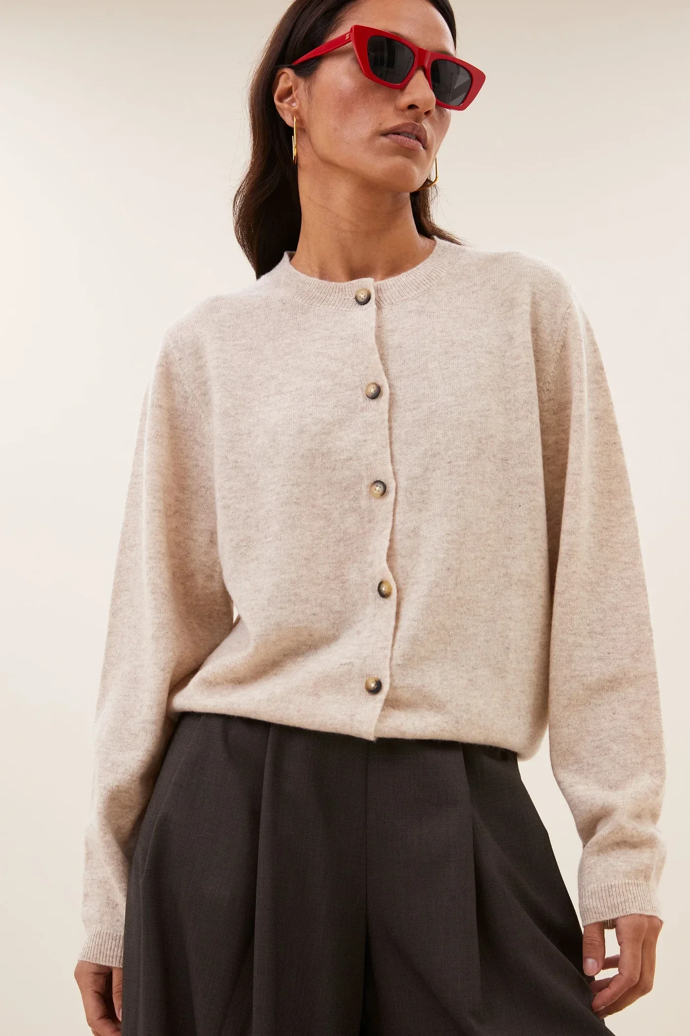By Bar CLEO Merino Cardigan (Oyster Melee)