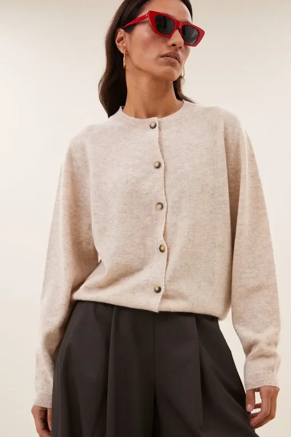 By Bar CLEO Merino Cardigan (Oyster Melee)