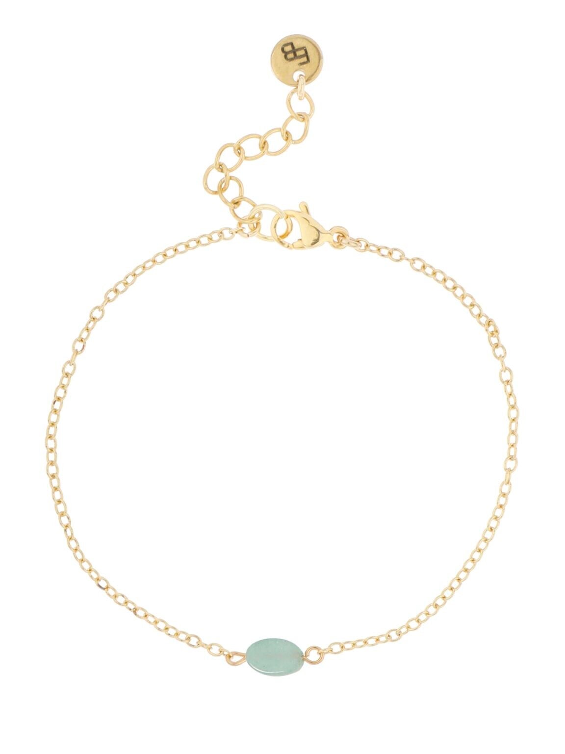 Ellen Beekmans Fijn Armbandje met kleine ovale gemstone (Groen)