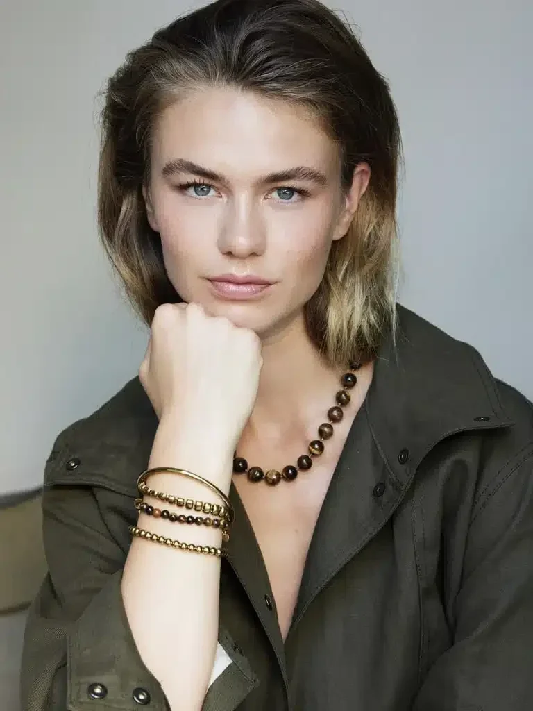 Ellen Beekmans Armbandje met gemstone balletjes Bruin-Mêlee