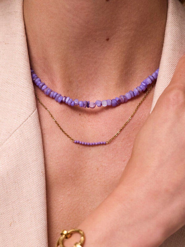 Ellen beekmans Gemstone Ketting ( Paars)