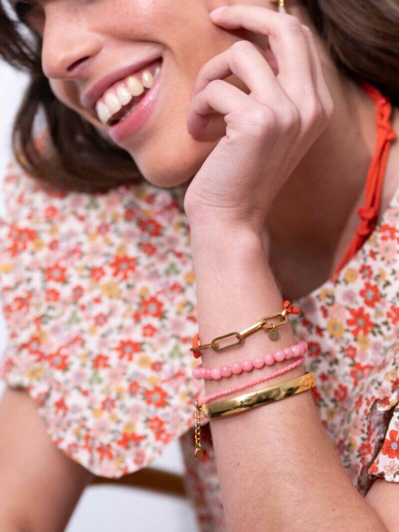 Ellen Beekmans Gemstone Armbandje met balletjes (Apricot)