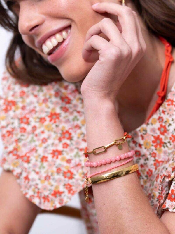 Ellen Beekmans Gemstone Armbandje met balletjes (Apricot)