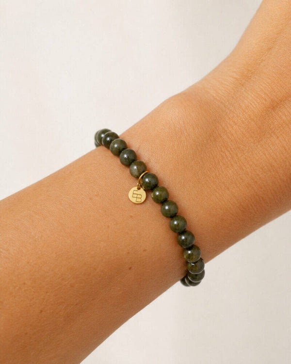 Ellen Beekmans Armband gemstone balletjes ( Army Green)