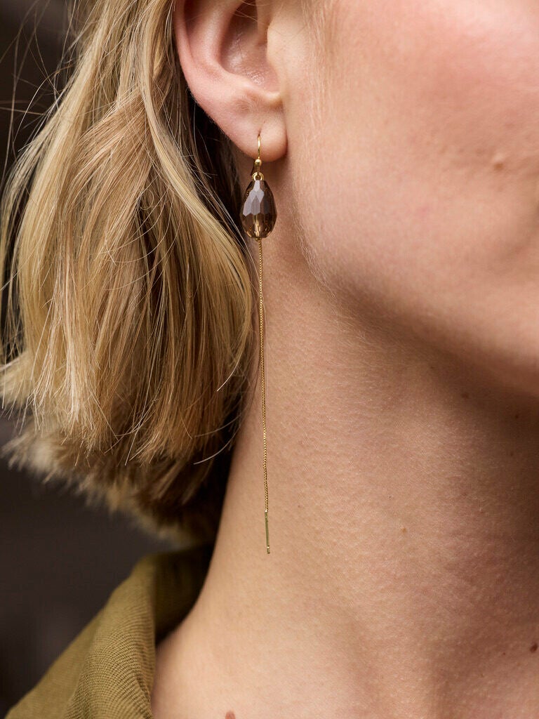 Ellen Beekmans Lange Facet drops oorbellen (Smoke)