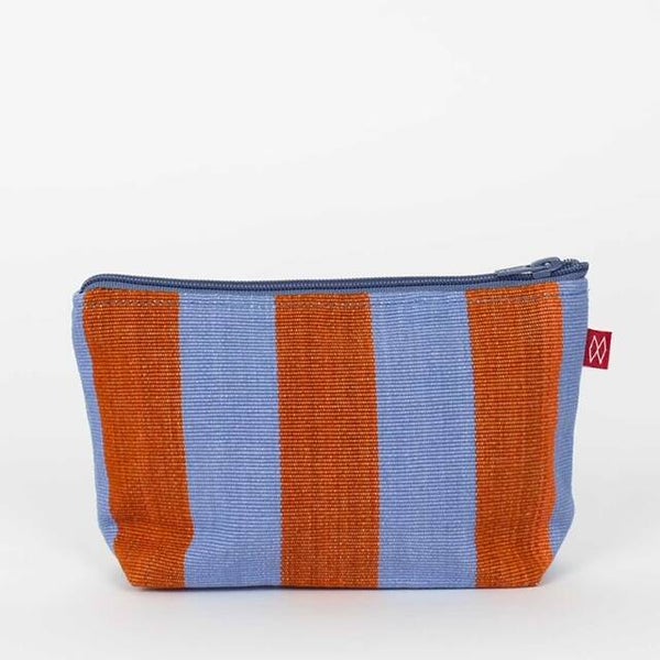 Toilettas Etui streep Bruin-Blauw