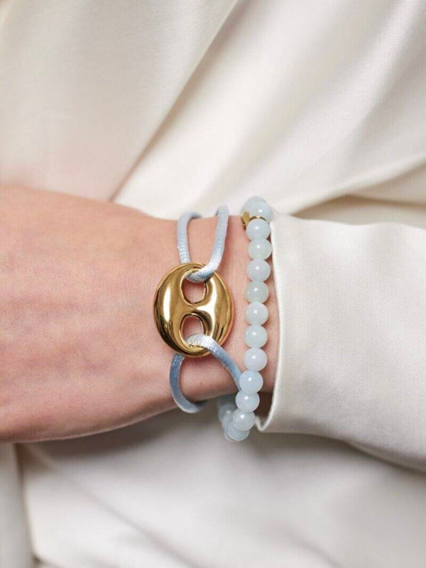 Ellen Beekmans Armband met gemstone balletjes ( Lichtblauw)