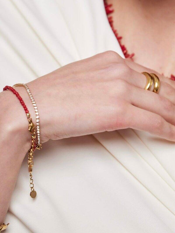 Ellen Beekmans Armbandje met fijne gemstones (rood)
