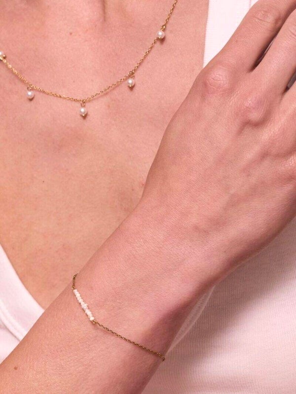 Ellen Beekmans Petit Gemstone Armband ( Wit)