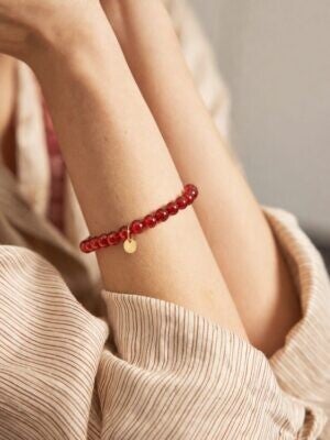 Ellen Beekmans Armbandje met gemstone balletjes ( Burnt orange)