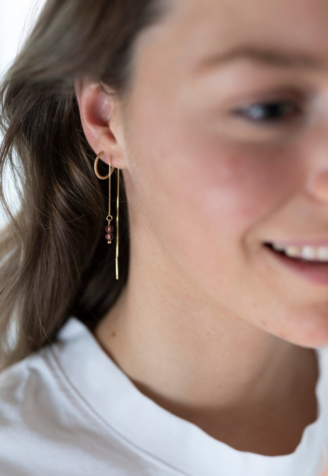 Ellen Beekmans Earthreads met 2 gemstones (paars)