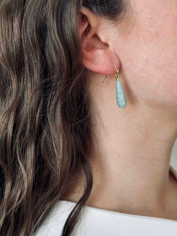 Ellen Beekmans Oorbellen met gemstone pegel ( Zeegroen)