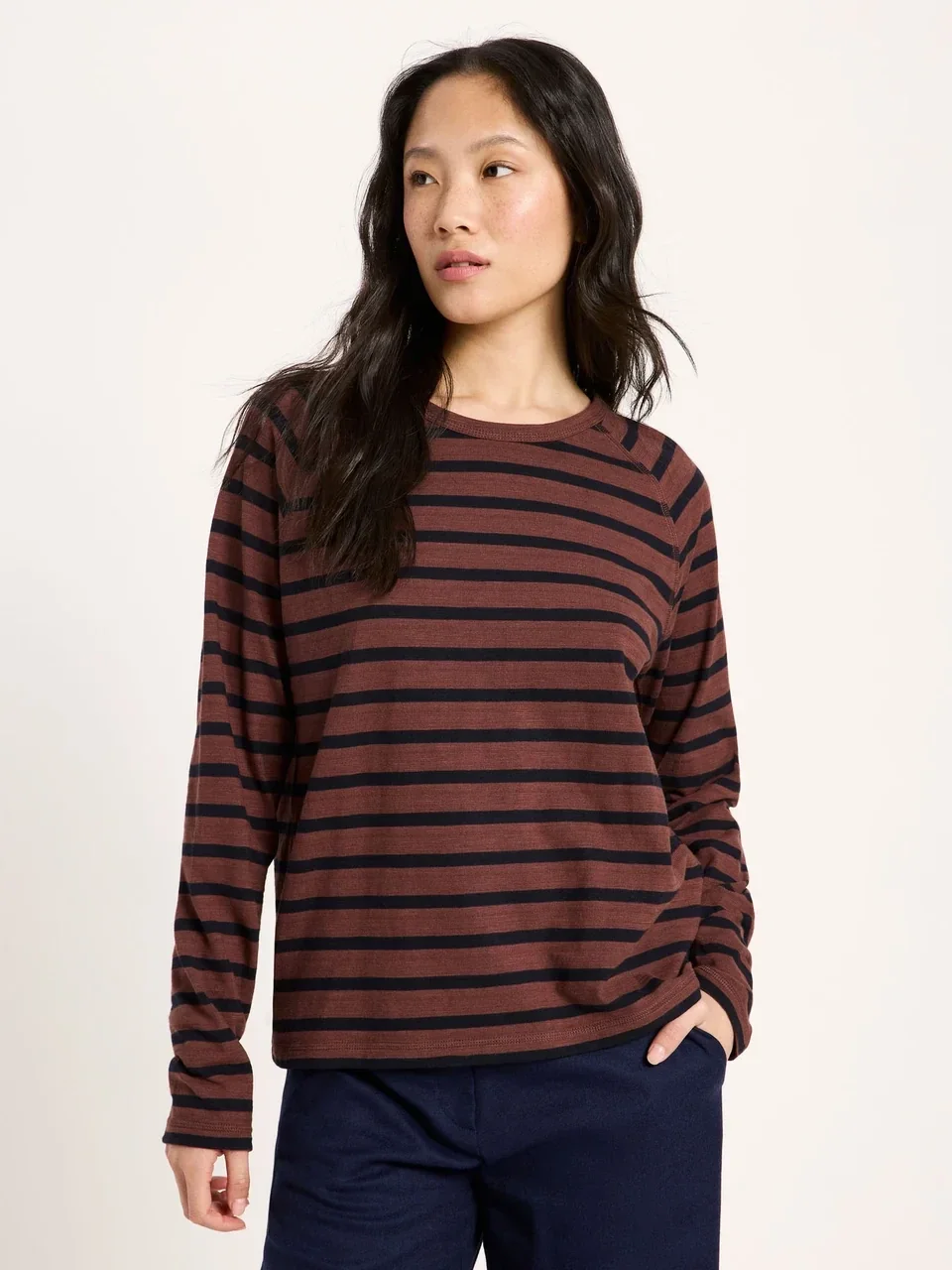 Lanius Raglanshirt (Bruin-zwart