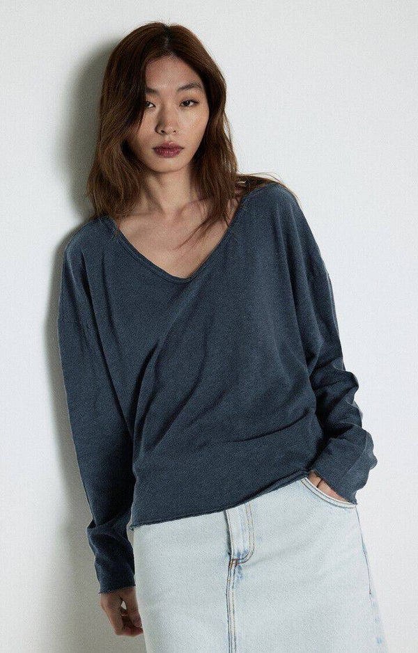 American Vintage T-shirt SON02 V-hals (Navy Blue)