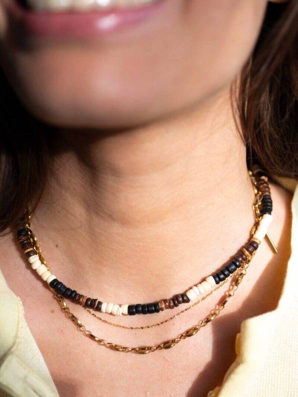 Ellen beekmans Ketting met gemstone en kokos