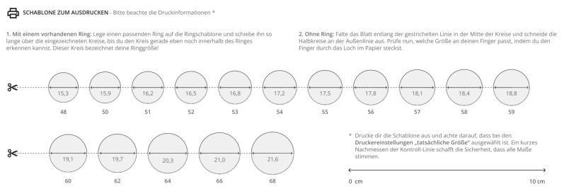 Ringgröße messen mit Ringschablone als Ausdruck